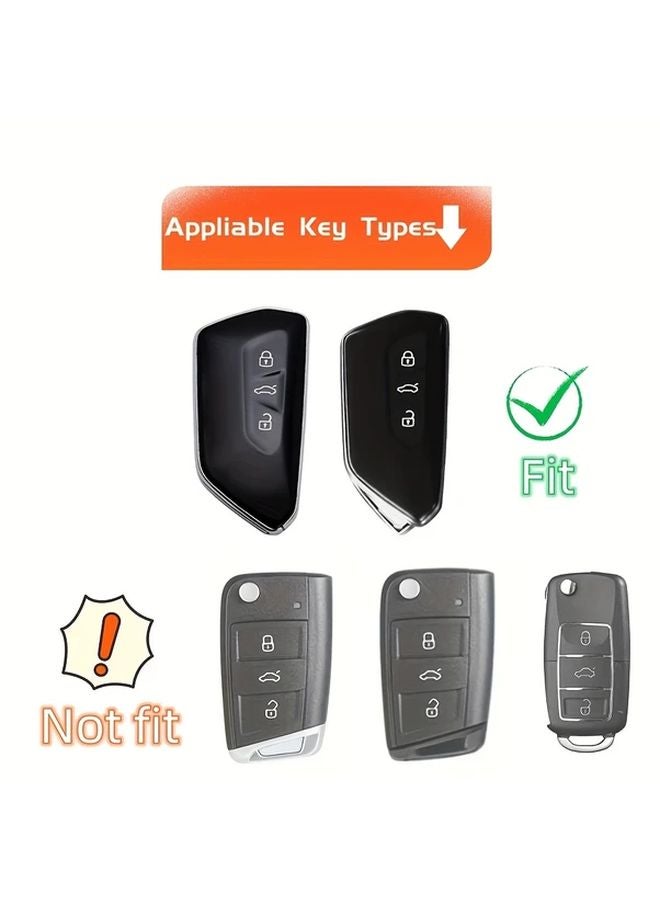 غطاء مفتاح TPU أسود لـ VW Golf 8 ID4 Seat Leon MK4 Skoda Octavia واقي مضاد للصدمات - Image 3
